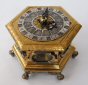 Hexagonal table clock - horizontal 'Tischuhr' by Gabriel, London ca. 1750.